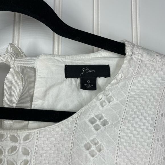 J. Crew Women's White Short Sleeve Crew Neck Lace Dress Size 0 - Picture 3 of 8